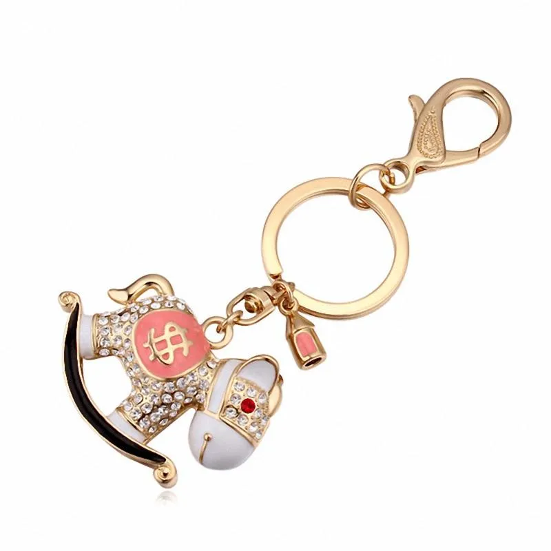 Keychains Rhinestone Horse Charms Keychain Keyring Crystal Pingents Bolsa Bolsa Chain Jóias de Pingente 121288