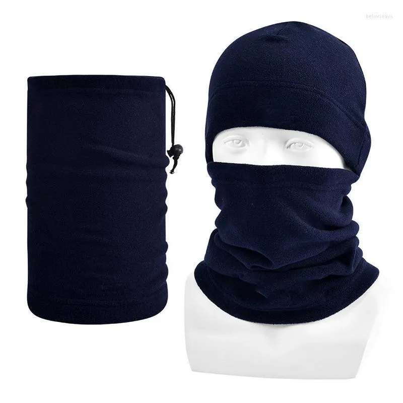 Bérets d'hiver en peluche chapeau polaire cagoule hommes masque facial cache-cou bonnets thermique couvre-tête tactique sport ski pull écharpe casquettes