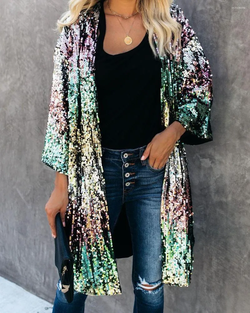 Женские траншеи Coats Fashion Color Sequin Jackt