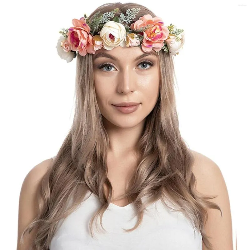 Kopfbedeckungen für Damen und Mädchen, Party, Blumenkrone, Rosen-Stirnbänder, Feenblumen-Haarbänder für Strand, Reisen, Haarschmuck, Kopfbedeckung