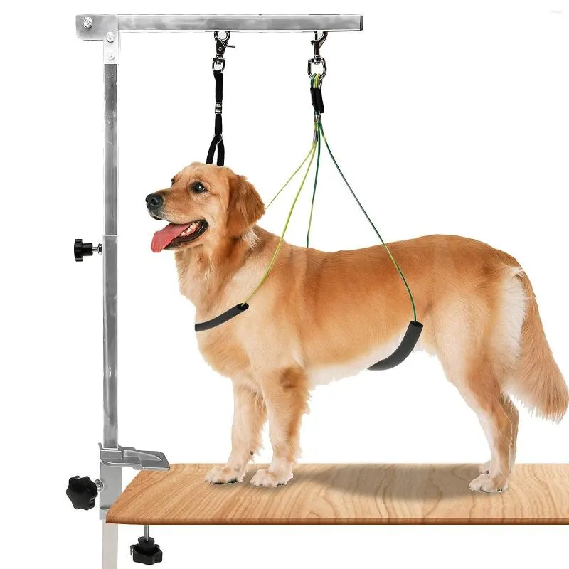 Aparel de cães Arm de preparação dobrável de estimação com braçadeira de 39 polegadas de altura ajustável Holder e laço do laço para a tabela de 5 cm