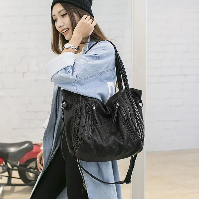 Sacs de soiree grand sac en cuir souple femmes sacs a main tresse dames bandouliere epaule femme grand fourre tout pour Hobo BagEvening
