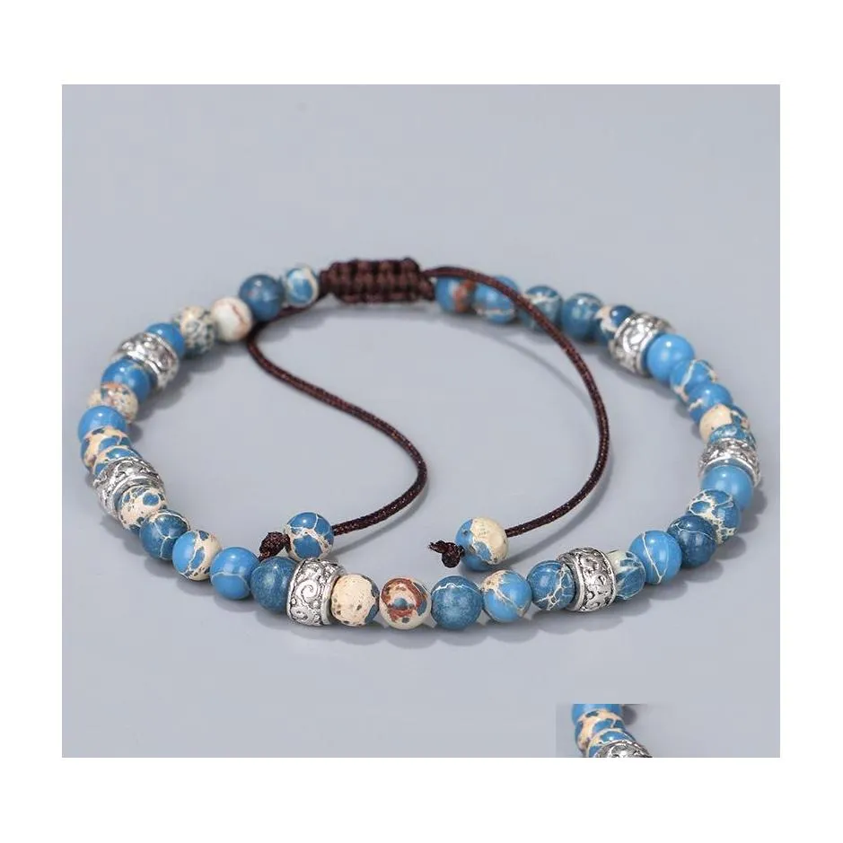 Bransoletki z urokami Rainbow Bransoletka dla kobiet mężczyzn ręcznie robione z koralikami Regulowana linka do kostki biżuterii DHS Q523Fz Drop D DHKA5