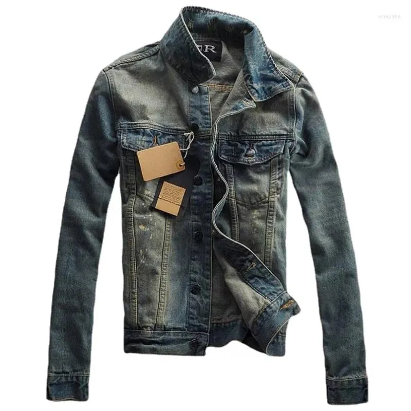 Men's Jackets IN Blue Denim And Coats Slim Fit Jeans Spring Autumn Vintage Outwear Casual 3XL
