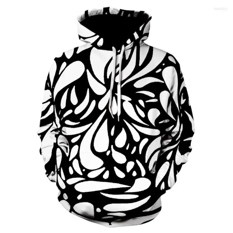 Men's Hoodies 2023 Fashion Comfortable Casual Long-sleeve Sweatshirt Hoodie 3D Print Black And White Plaid Vertigo Pullover
