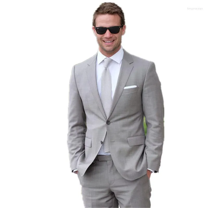 Abiti da uomo Uomo per matrimoni Grigio chiaro Uomo Occasioni formali Business Prom Giacca Pantaloni