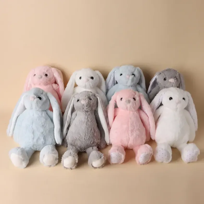 30 cm Sublimation Jour de Pâques Lapin en peluche longues oreilles lapins poupée avec des points rose gris bleu blanc poupées de lapin pour enfants mignons jouets en peluche doux tt0129