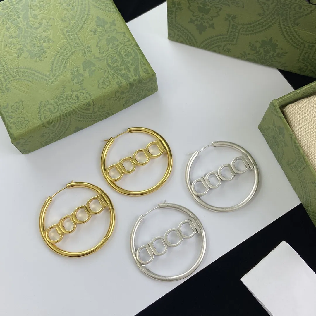 Buchstaben-Designer-Ohrringe mit runder Rückseite für Damen, 925er Silber, Nadelversorgung, Modeschmuck