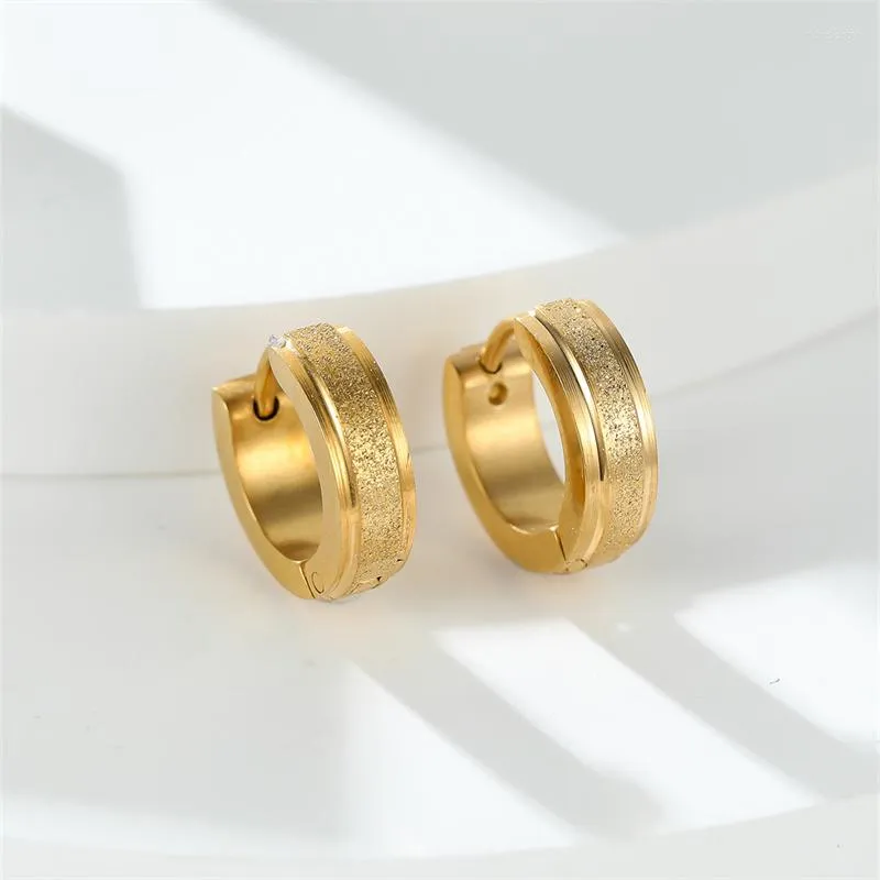 Hoop Earrings Korean Stainless Steel Matte For Men Women Silver Gold Color Hip Hop Party Wedding Earring Male Female Jewelry