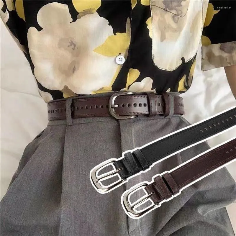 Kemerler Kadınlar Lüks Tasarım Günlük Vintage Dole Boole Tepe Belt Bant İnce Bel Kayışı Deri Kemer Pantolon Elbise