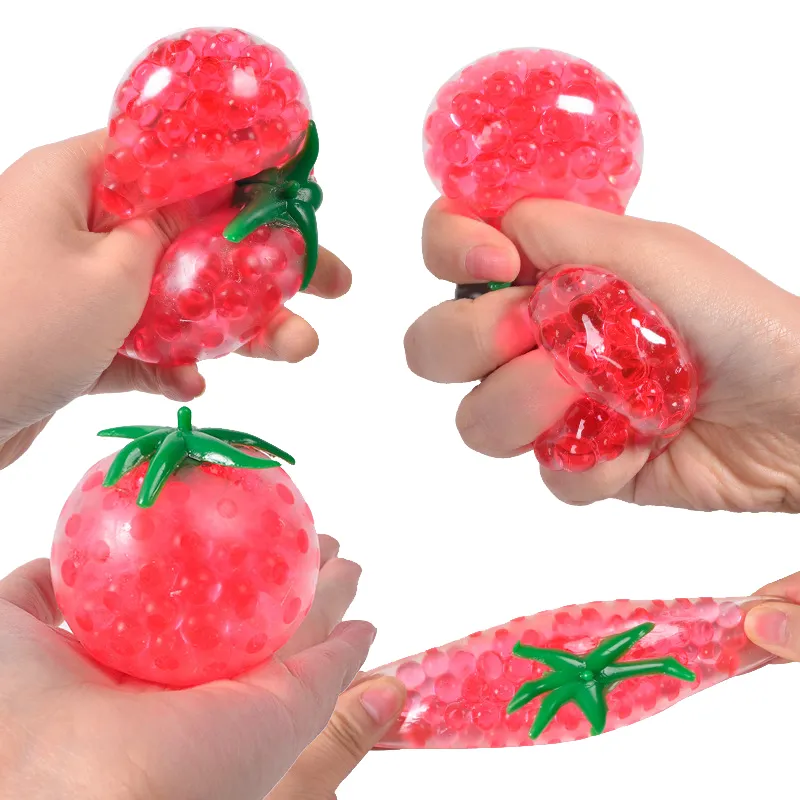 Squishy Tomate Fidget Toy Perles d'eau Squish Ball Balles de ventilation anti-stress Funny Squeeze Toys Soulagement du stress Jouets de décompression Anti-anxiété