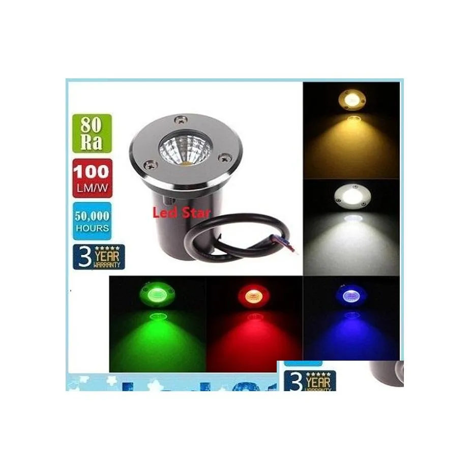 Lampy podziemne COB 3W 12V DC LED Lampka IP67 Wodoodporna ogrodowa wstrząs wstrząsowa Higower Temperowane szklane kropla oświetlenie Oświetlenie Otvei Otvei