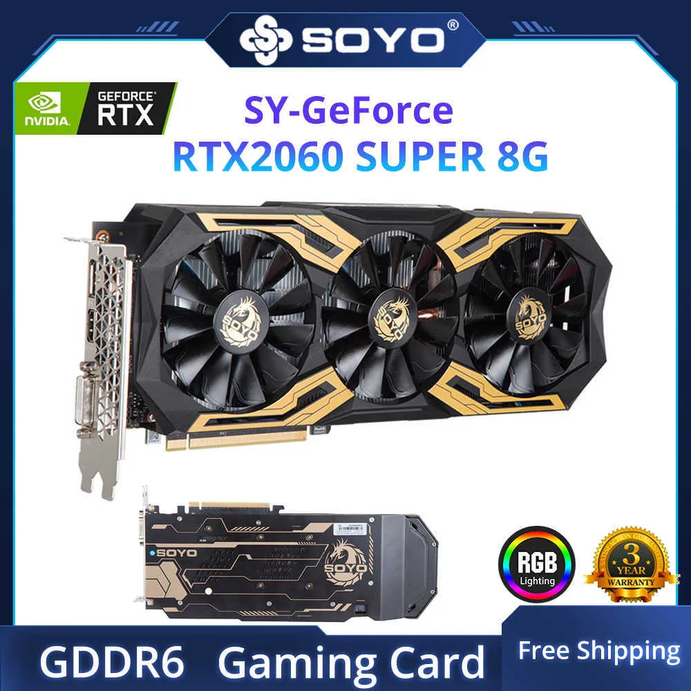 Soyo World Premiere nvidia geforce rtx2060 Super GDDR6 8G видеокарта 256 -битная видеоигры RGB Card Полная новая карта графического процессора