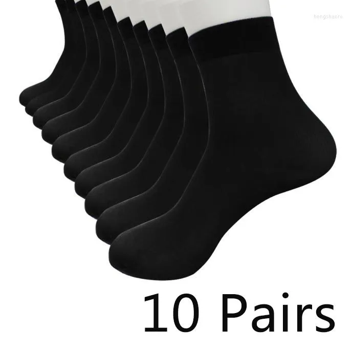 Chaussettes pour hommes 10 paires hommes doux respirant fibre de bambou ultra-mince élastique soyeux bas de soie été hiver pour homme plus