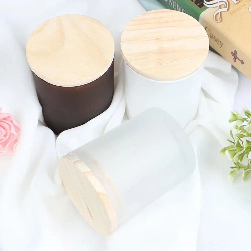 Candle Holder Glass Containers Candle Cup With Bamboo Lid Scented Jar ...