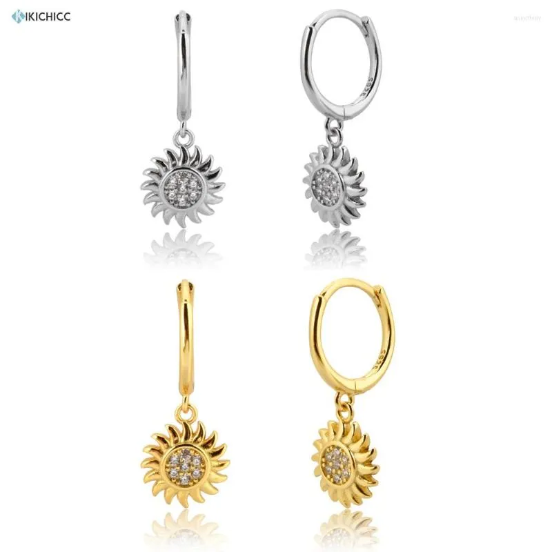 Dangle Earrings Kikichicc 925 Sterling Silver Sunflower Drop Earring 8.5mm Piercing Pendiente Jewelry For Women2023 Fashion