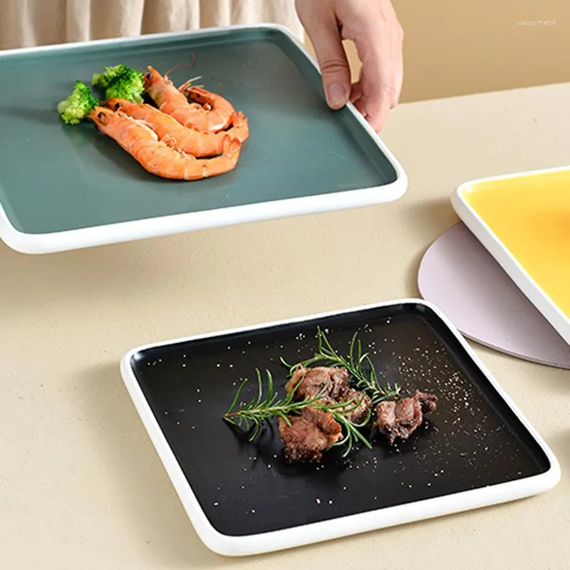 Platen vierkante kleur glazuur dinerbord keramisch restaurant grote persoonlijkheid gegrilde vleugel dessert sushi western