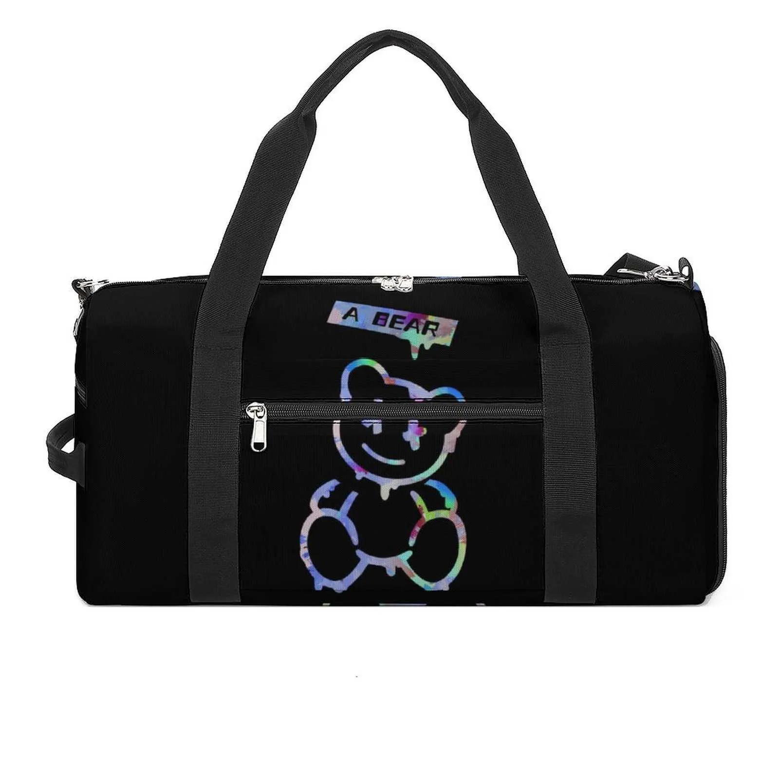 Outdoor Bags A Bear Sports Bag Graffiti Abstract Design Men Weekend Gym Bags Gym Accessories Fitness Handbags T230129