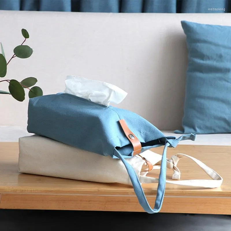 Storage Bags Japanese Style Canvas Cloth Tissue Box Hanging Napkin Paper Holder For Home Car Nordic Living Room Dining Table Decoration Bag