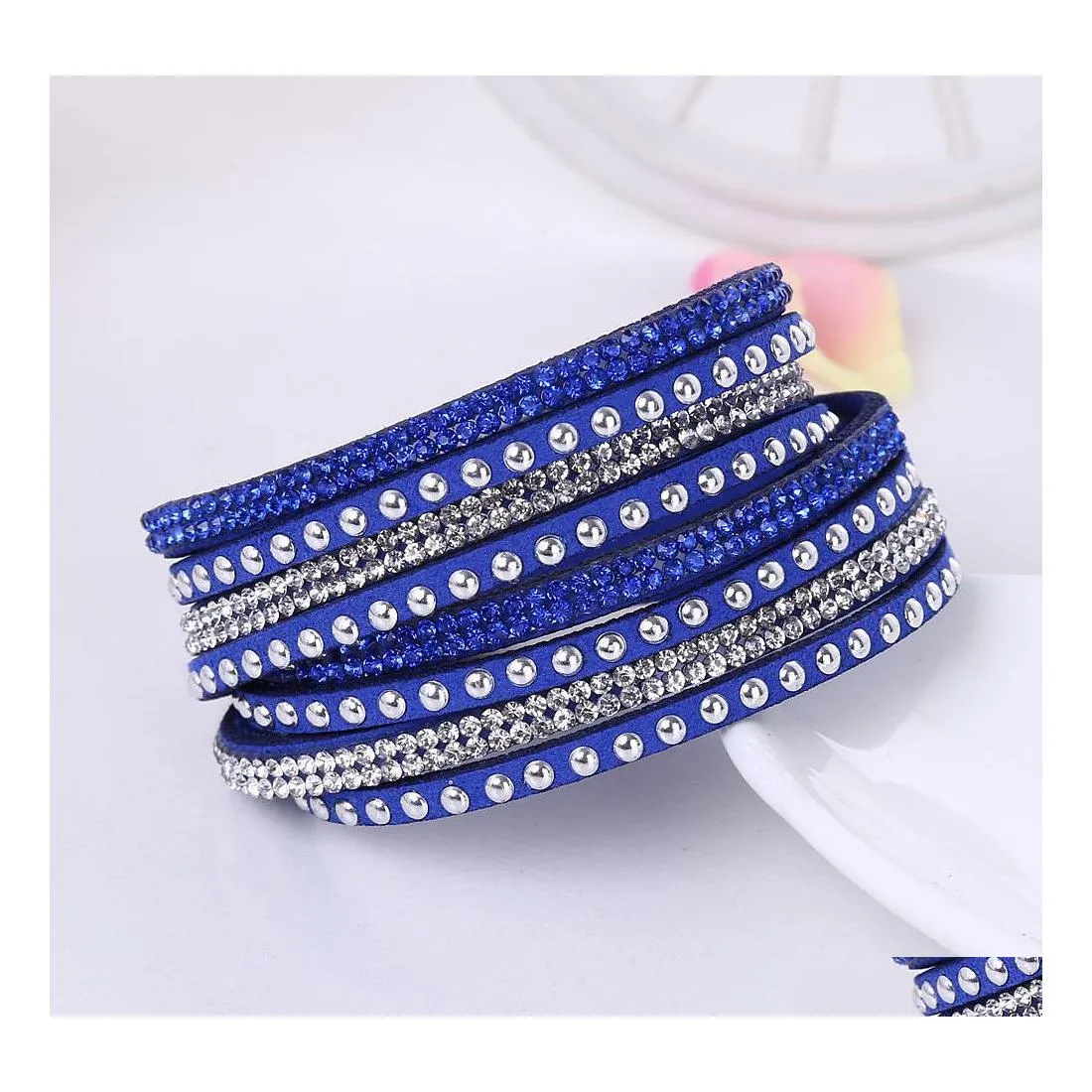 Link Chain Fashion Long Leather Bangle Bracelet Handmade Mticolor Charms Diamond Necklace For Women Trendy Jewelry Gift Y Drop Deli Dhaef