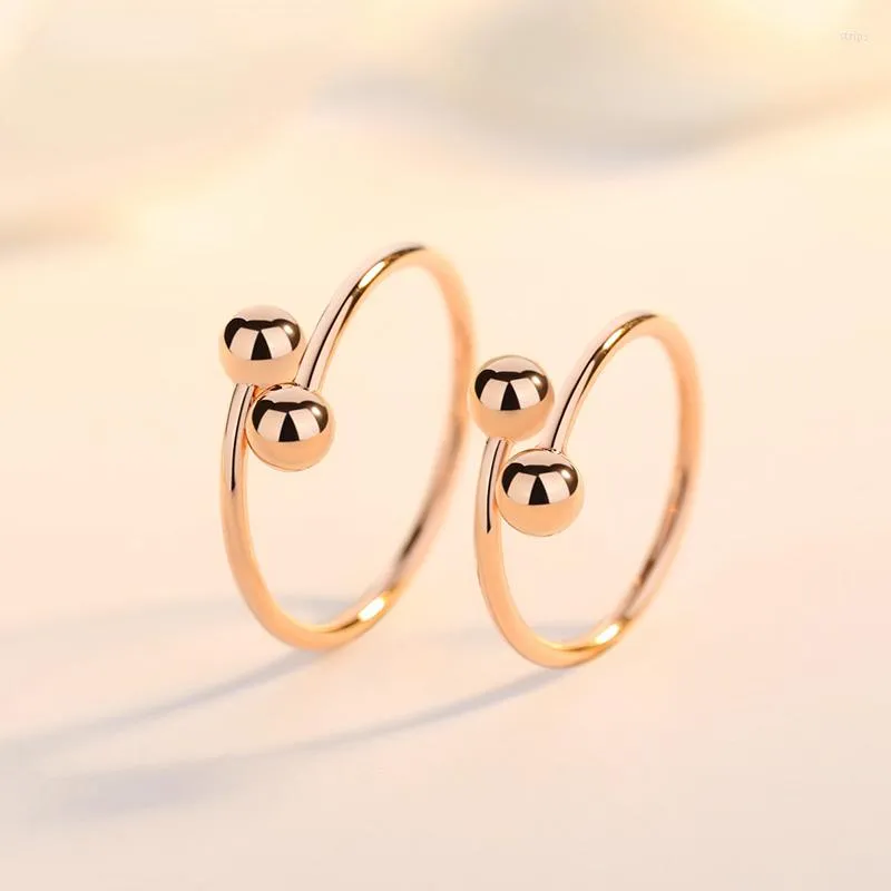 Cluster-Ringe, einfacher Ring aus 18-karätigem Gold, weiblich, schlicht, Au750 Rose, Live-K-Geburtstagsgeschenk