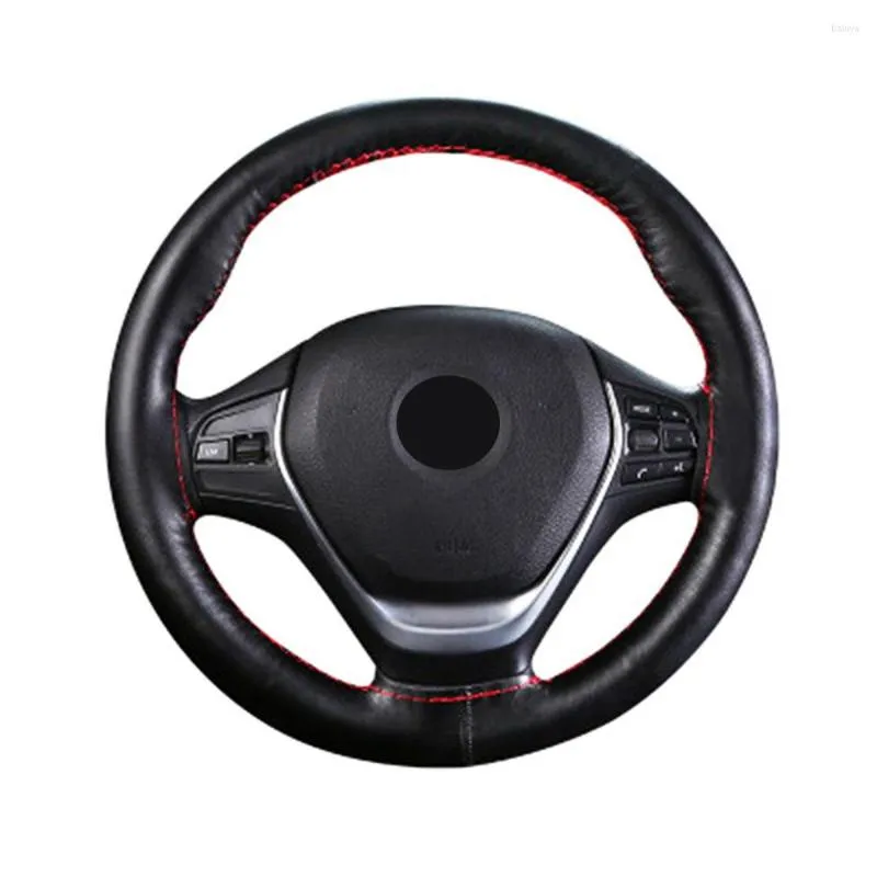 Steering Wheel Covers Car Cover Four Seasons Comfortable Leather Hand-stitched Diameter 38cm With Needle And Thread