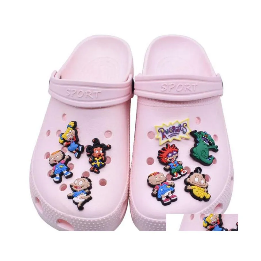 Acessórios para peças de sapatos PVC Charms de borracha macia PVC Cartoon Kids Garden Garden Decoração de fivela de fivela de pulseira Parte de presente entrega Sho Dhgkg