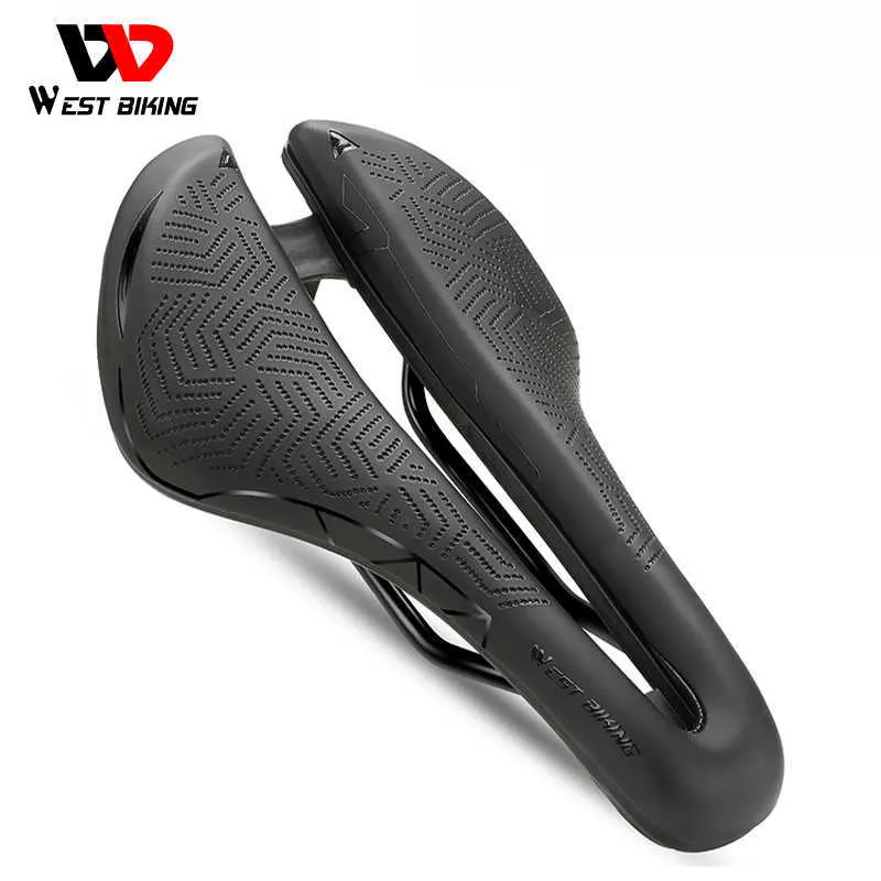 Selles WEST BIKING Selle de route ultra-légère à nez court Siège de course indolore creux Coussin de vélo antidérapant Pièces de vélo légères 0130