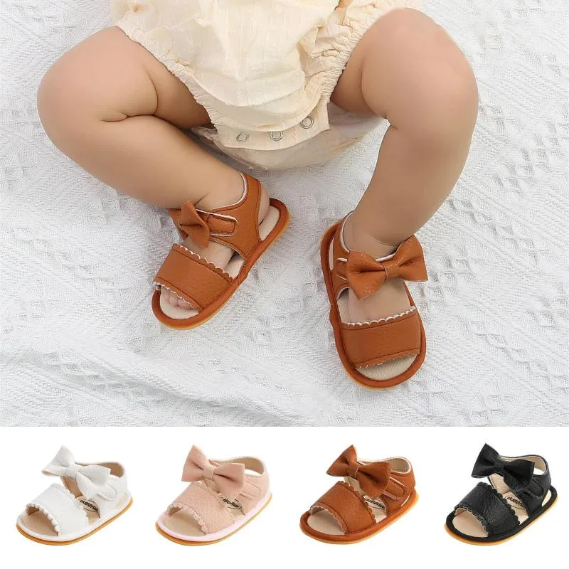 Första vandrare Fashion Born Infant Baby Girls Leather Sandals Soft Sole Anti-Slip Rubber Toddler Prewalkers Shoes Moccasins#G4