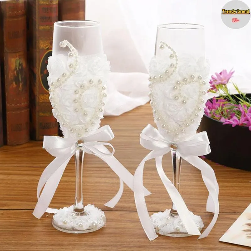 Vidros de vinho realme casamento champanhe flautas nupcial noivo preto branco vestido elegante bebida taça flor imitação pérola copo de vidro vermelho