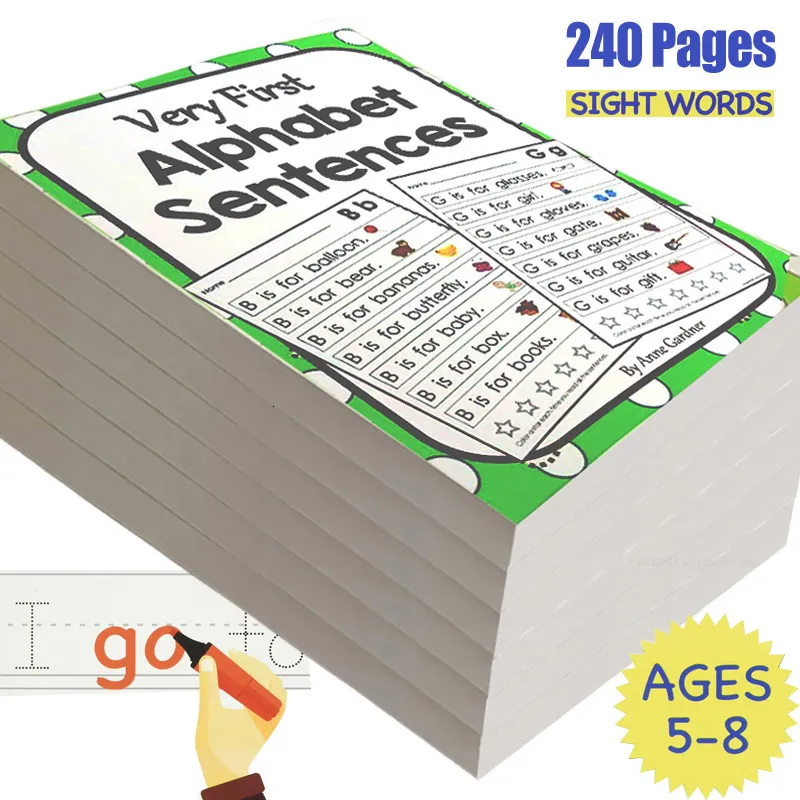 Noteerboeken 240 pagina's Woordenschat Activiteit Oefenboek Learn Practice De meest voorkomende highfrequentie voor kinderen Notebooks Word 230130