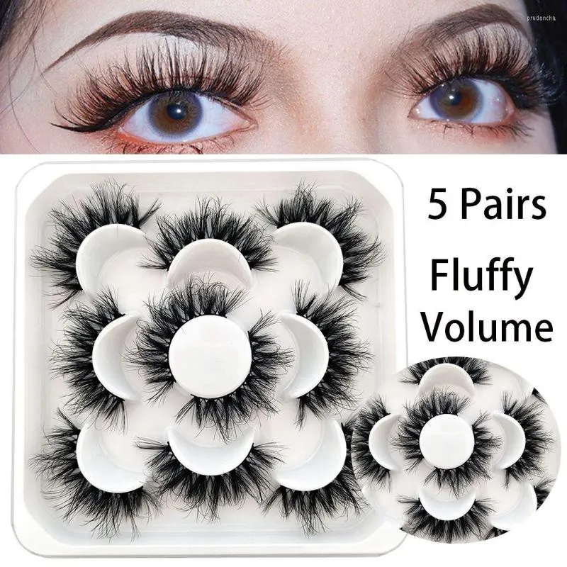 Faux cils 5 paires 3d vison long long Natural faux cils moelleux de maquillage du volume de cils