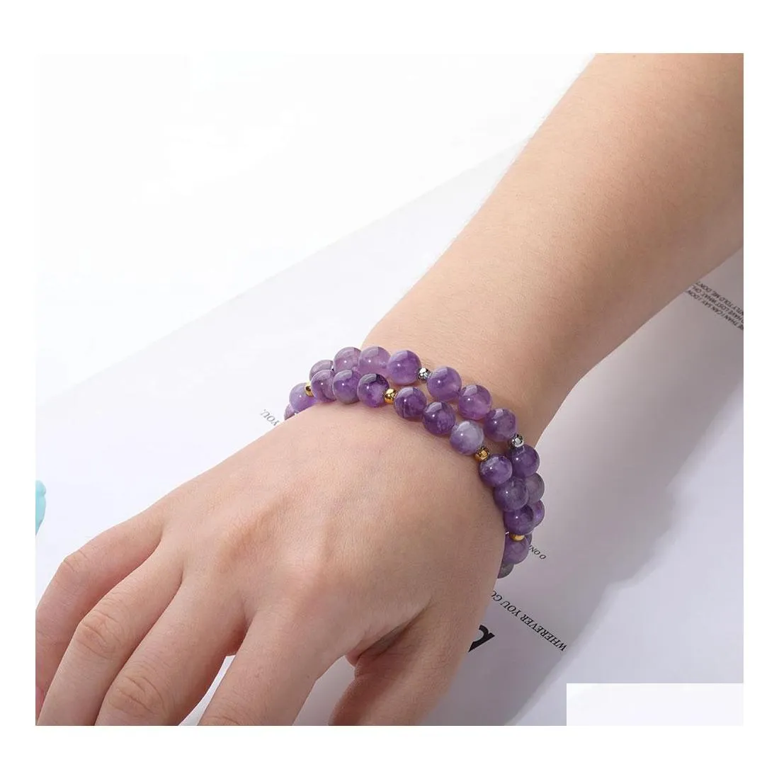 Link Cadeia de 8 mm de olho de tigre AGate Bracelete de pedra natural para mulheres meninas el￡sticas cor de colorf ajust￡vel Lucky Jewerly Gift Delive Delive Dh2pt