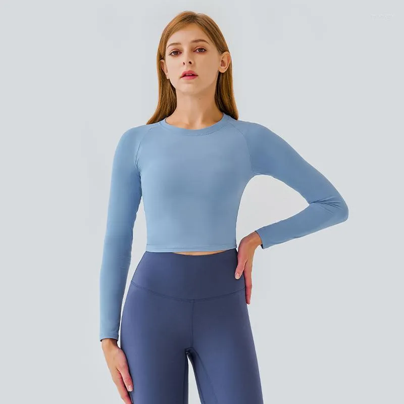 Actieve shirts lichtgewicht crew nek nek yoga sport vrouwen met lange mouwen vrouwen gezellige zachte huidvriendelijke fitness Activewear workout gewone crop top