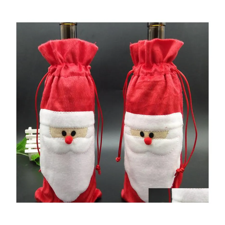 Christmas Decorations Santa Claus Gift Bags Red Wine Bottle Er Xmas Champagne Bag 31X13Cm Wq101 Drop Delivery Home Garden Festive Pa Dhkcs