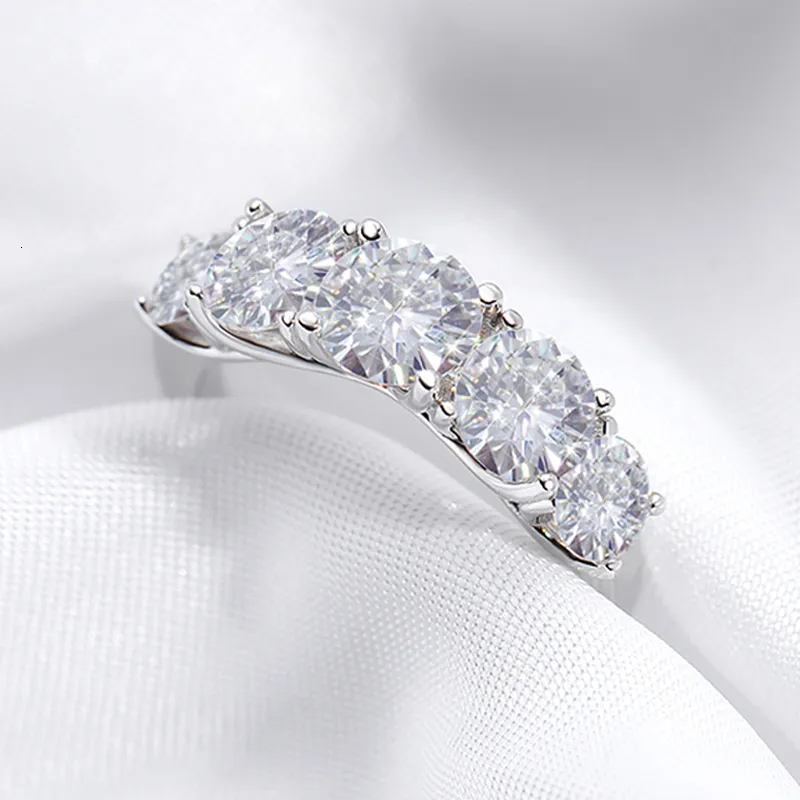 2024 Wedding Rings Smyoue Plated 36CT All Moissanite for Women 5 Stones Sparkling Diamond Band S Sterling Sier Jewelry GRA 230130