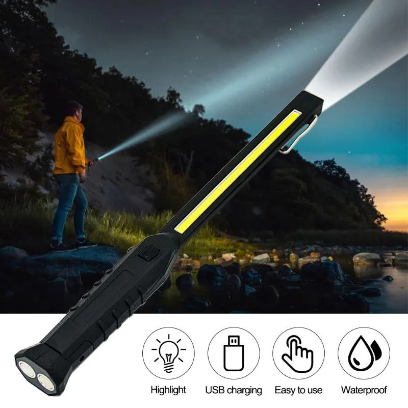 Flashlights Torches Rechargeable COB LED Work Light Cordless Emergency Magnetic Inspection Long Workshop Camping Outdoor LightingFlashlights