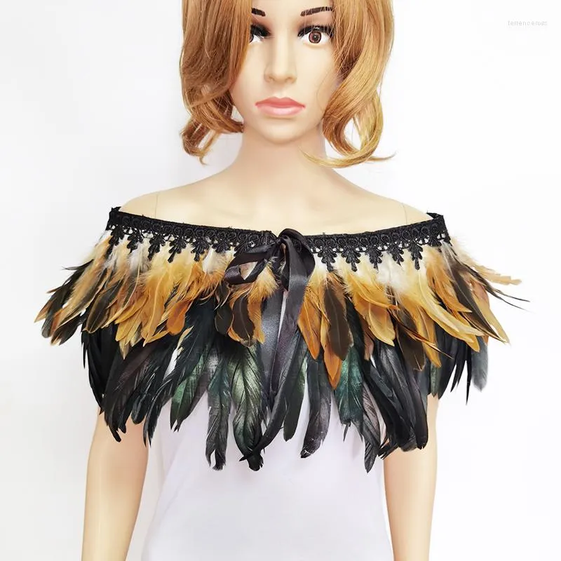 Scarves Elegant Natural Feather Shrug Shawl Shoulder Wrap Cape Gothic Collar Ties Halloween Cosplay Costume Party Bridal