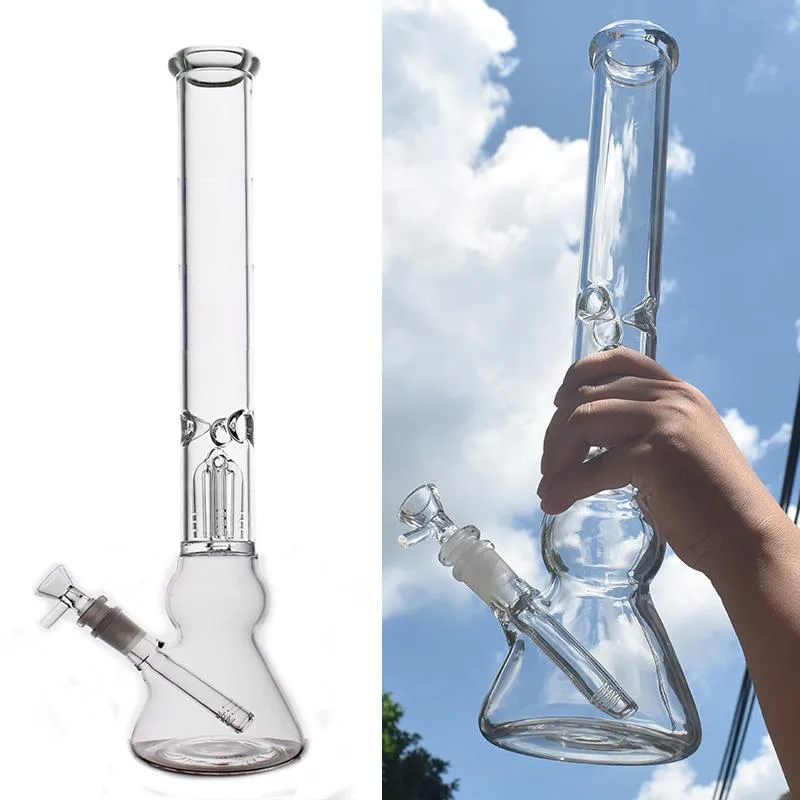 Bong en verre épais et épais, narguilé, bécher à joint de 14.4mm, bongs à eau droits avec receveur, conduites d'eau classiques pour fumer, 16 pouces de haut