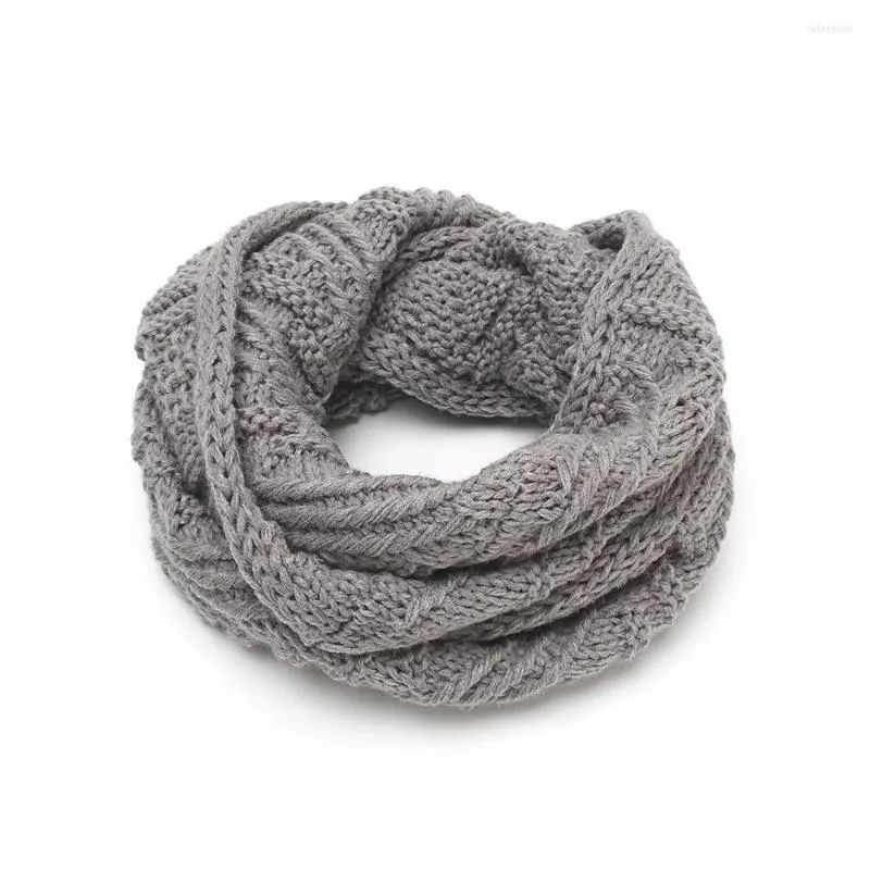 Scarves Fashion Solid Color Diagonal Stripe Knitted Infinity Women Winter Acrylic Wool Snood Circle Ring Scarf Neck Warmer