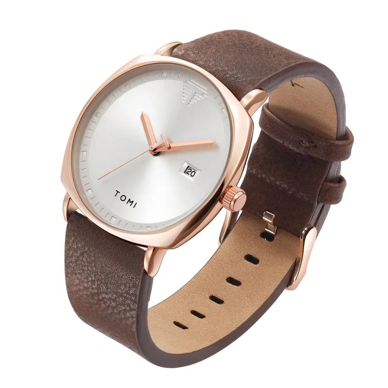 腕時計メンズファッションクォーツ時計オリジナルデザインクリエイティブレザーストラップウォッチメン用のミニマリストの男性時計