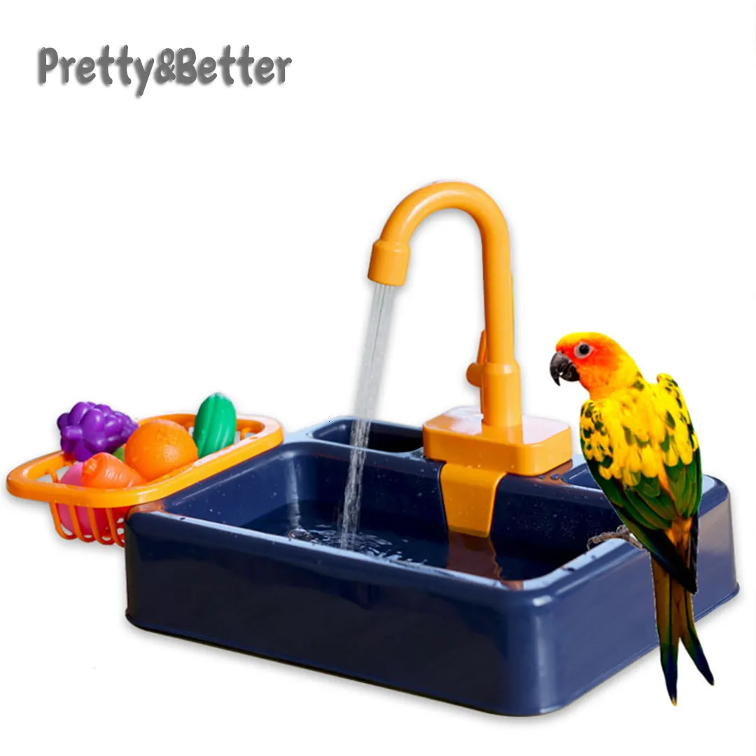 Andra husdjursmaterial Ganska bättre papegoja Perch Dusch Bird Bath Cage Basin Bowl Birds Accessories Toy 230130