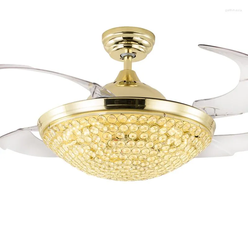 Żyrandole wentylatory sufitowe LED Crystal światła jadalnia Living Fan Droplights Nowoczesne światła