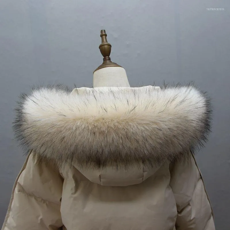 Шарфы искусственный мех воротниц для женщин теплый роскошь для зимнего пальто капюшона декор фальшивая шея Шаль