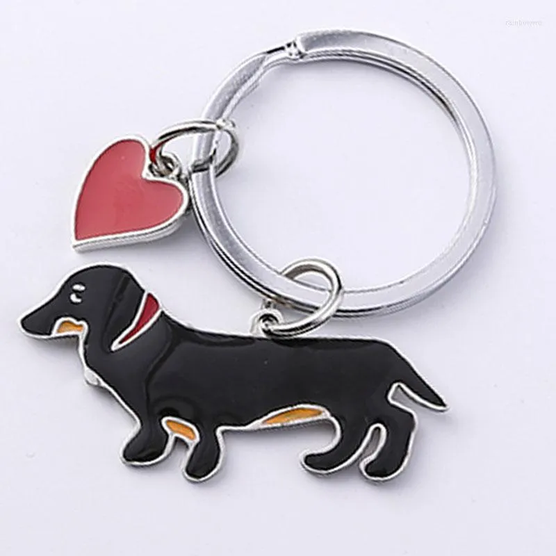 Keychains Key Chain Stainless Steel Dachshund Jewelry Dog Ring Women Girls Handbag Pendant Animal Car Accessories
