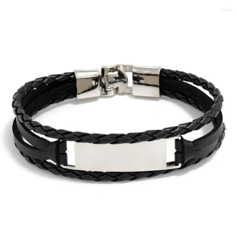 Charm-Armbänder, modisch, lässig, personalisierbar, Edelstahl-Charms, Lederarmband, Armreif, Armbänder, Unisex, Gravur mit Namen, Persönlichkeitsschmuck