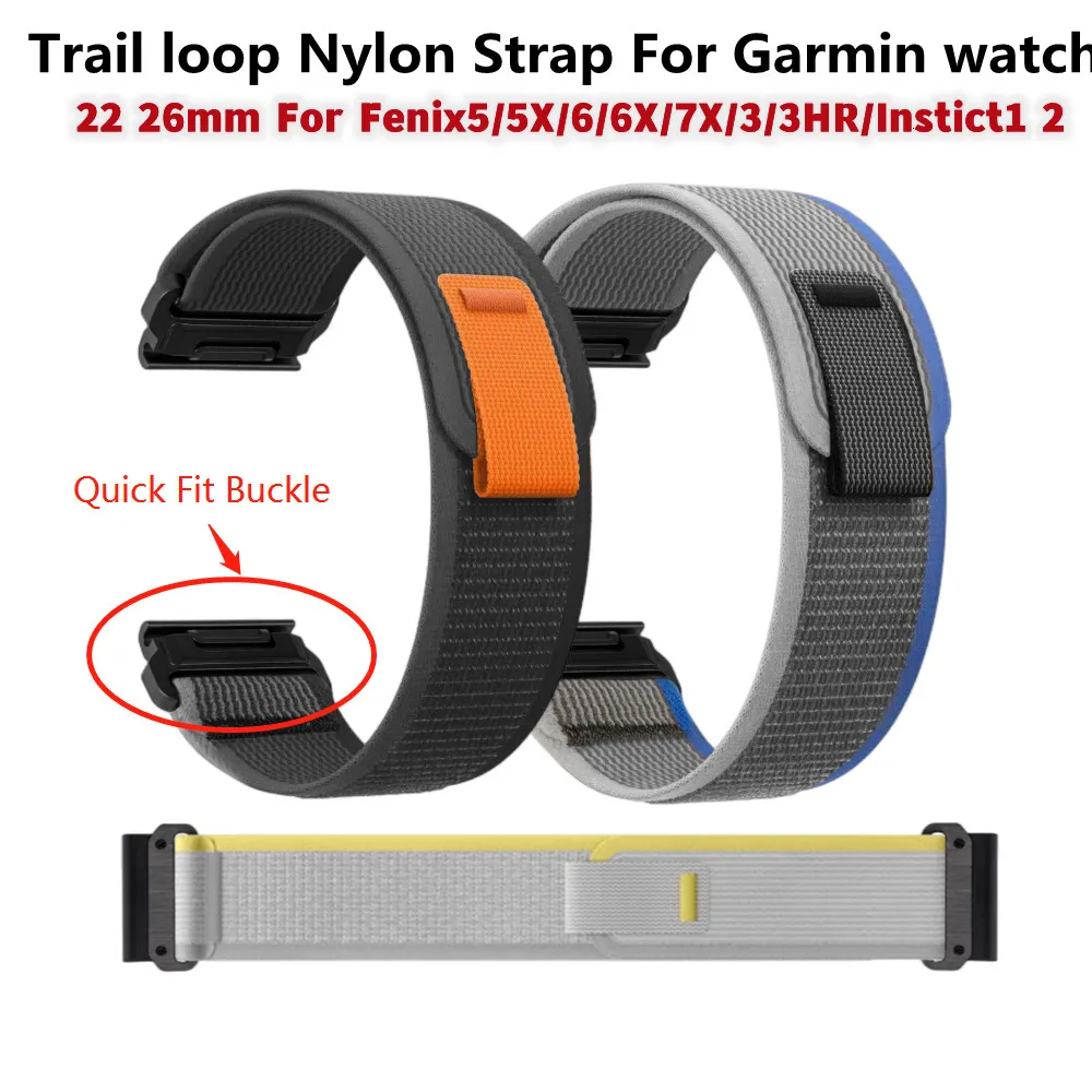 26mm Nylon QuickFit Watch Straps For Garmin Fenix 7X 6X Pro 5X