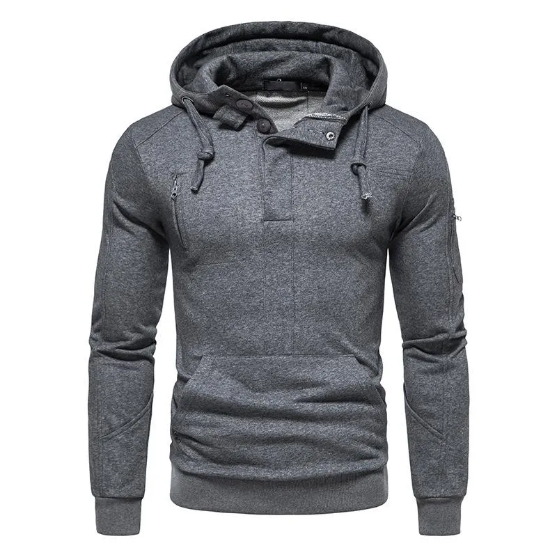 Heren Hoodies Sweatshirts Mens Casual Button Hooides 2023 Brand Men Kleding Male Solid Hooded Jacket Streetwear Fashion Hoodie