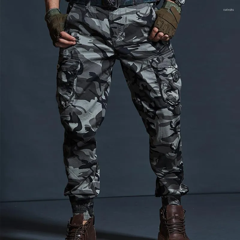 Pantalons pour hommes Hommes 2023 Haute Qualité Kaki Militaire Tactique Joggers Camouflage Cargo Multi-Poche Modes Pantalon Armée Noir
