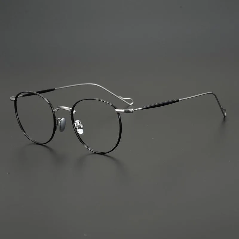 サングラスフレーム高級チタン眼鏡フレーム女性男性レトロ近視処方光学メガネレディブランドラウンドアイウェアファッション